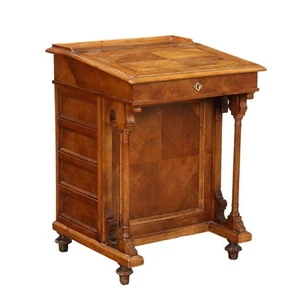 Bureau Davenport Ancien Noyer Tiroirs Royaume-Uni XIXe Siècle Original - Photo 1/11