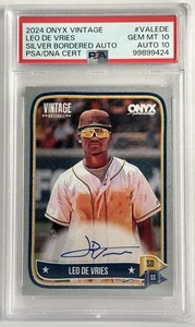 LEO DE VRIES SILVER BORDERED AUTO 2024 OYNX VINTAGE #VALEDE PSA 10 AUTO 10 - Picture 1 of 2