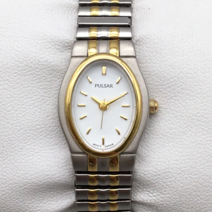 Pulsar Watch Womens Gold Silver Two Tone Oval 18mm Expansion Band New Battery - image 1 of 4