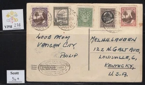 VPH_278. VATICAN. 1945 postcard w. multiple GARDEN & MEDALLION stamps. Scott 94+ - Picture 1 of 1
