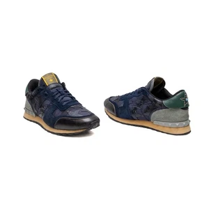 Valentino Garavani Rockrunner Sneakers Größe 9 Navy Camo Star Nieten Leder - Bild 1 von 14
