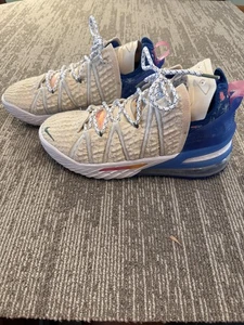 Nike LeBron 17 Schuhe Herren Größe 8,5 hellbraun blau Knitposite Basketball DB8148-200 - Bild 1 von 14