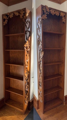 Librerías talladas en madera personalizadas de Disney Ray Kinman raras, par de 2, una firmada Foto 1 de 4