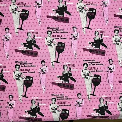 The Power Of Wine Cotton Fabric 1 Yd Springs Creative Products 61005 Pink Quilt - Image 1 of 4