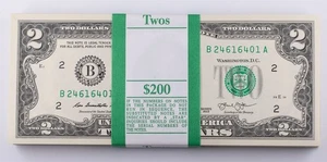 2013 BEP Strap $2 UNC Consecutive Federal Reserve Notes Lot of 100 - Picture 1 of 4