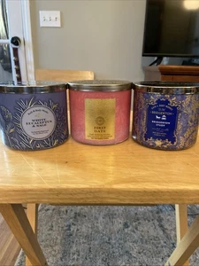 Bath & Body Works 3 Wick Candle Jars Lot of 3 With Lids **EMPTY & CLEANED** - Picture 1 of 9