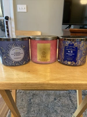Bath & Body Works 3 Wick Candle Jars Lot of 3 With Lids **EMPTY & CLEANED** - Image 1 of 4