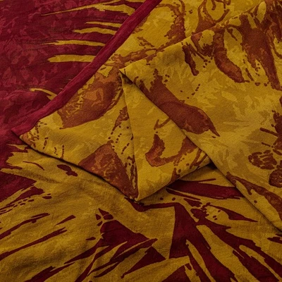 Sanskriti Vintage Sarees Yellow/Red Pure Georgette Abstract Printed 5+Yd Sari - Image 1 of 4