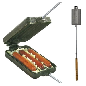 Rome Cast Iron Hot Dog and Brat Cooker - Long Handle for Campfire Cooking - Picture 1 of 6