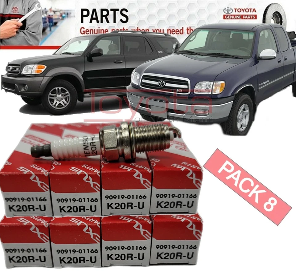 8 Pack OEM Genuine Toyota Sequoia 2001-2004 V8 4.7L Spark Plug 90919-01166 - Image 1 of 1