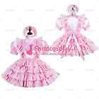 Sissy Maid Short Lockable Pink Satin Jacquard Dress Costume Tailor-Made