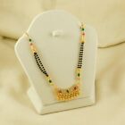 Women Black Beads Chain Pendant Necklace Ad Stone Mangalsutra Fashion Jewellery