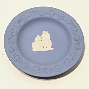 Placa de exhibición vintage de 4 1/2" de jaspe azul de madera de cuña - Imagen 1 de 5