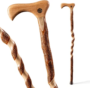 Rustic Wood Walking Cane, Traditional Style Handle, for Men & Women, Made in the - Picture 1 of 6