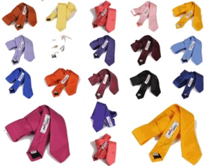 Cravate Slim Couleur Unie Made IN Italy Différentes Soie Homme Cérémonie - Picture 1 of 20