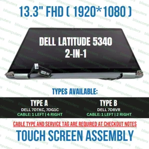 13.3" Touch Screen FHD Glossy Lcd Complete Screen Assembly With Rgb Ir 7DTKC - Picture 1 of 10