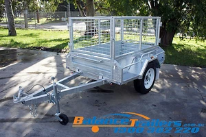 5x3 HOTDIP GALVANISED SINGLE AXLE TIPPER BOX TRAILER WITH 600mm REMOVEABLE CAGE - Picture 1 of 12