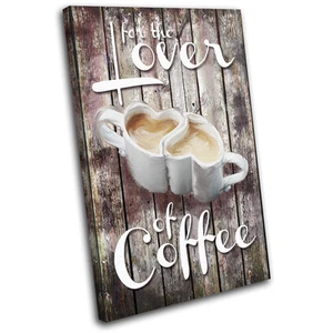 Vintage Shabby Coffee Love Food Kitchen SINGLE CANVAS WALL ART Picture Print - Picture 1 of 1
