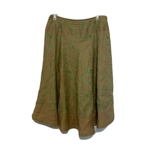 Carole Little Midi Skirt Womens 10 Multicolor Floral Embroidered Linen - Picture 1 of 5