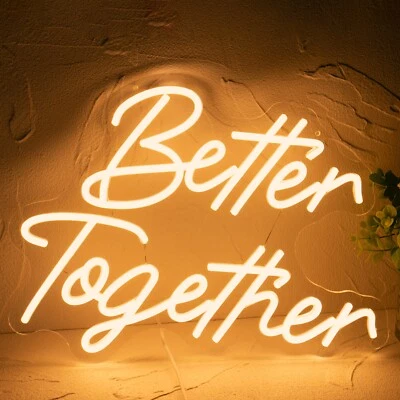 Letrero de neón Better Together, luz de neón para decoración de paredes, boda mejor juntos Foto 1 de 4