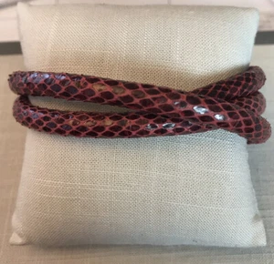 Red Snakeskin Wrap Bracelet With Strong Magnetic Closure. Fits 6.7 - 7 Wrist - Picture 1 of 4