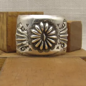 Navajo Elvira Bill Sterling Silver Cuff Bracelet + - Picture 1 of 4