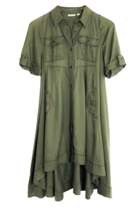 $158 Anthropologie Military Swing Shirtdress 2 Small Dress High Low AMAZING NWT - Picture 1 of 16