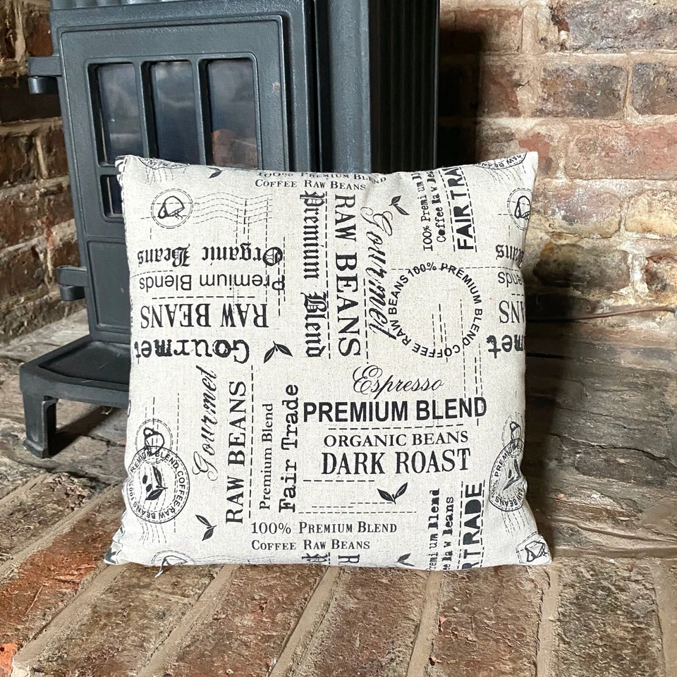 43. Black Raw Beans Natural LINEN Cotton Cushion Cover. Various sizes - Image 1 of 1