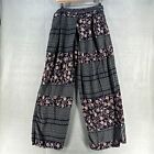 Ecote Womens Pants Small Blue Tribal Crape Front Elastic Waist Casual Pull On