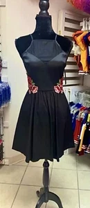 Sz 11/12 Little Black Cocktail Dress w/ floral waist accents & keyhole back NWT - Picture 1 of 6