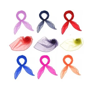 Bufanda cuadrada lisa delgada de color transparente de moda bandada envolvente. - Imagen 1 de 23