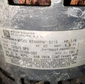 Emerson K55HXPNF-5219 Furnace Blower Motor 1/4hp, 1075/3spd, 115v, 024-25109-002 - Picture 1 of 1