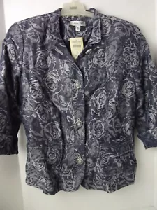 Coldwater Creek Tapestry Jacket Woman’s 14 Navy Blue Rose Floral Print - Picture 1 of 8