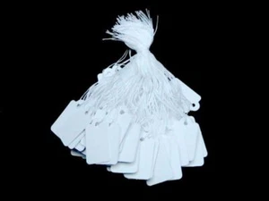 NEW WHITE STRUNG PRICE LABELS TIE ON TAGS Ideal for Jewellery Gifts Watches Ring - Picture 1 of 21