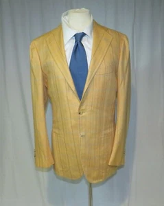Cesare Attolini Golden Orange Plaid Custom 100% Cashmere 3/2 Sport Coat 36R - Picture 1 of 16