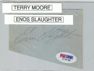 ENOS SLAUGHTER & TERRY MOORE Dual Signed CUT Autograph CARDINALS PSA/DNA - Picture 1 of 3