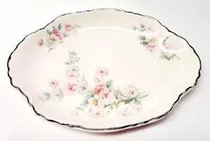 Plato de servir de colección Homer Laughlin ovalado floral con borde plateado J44 N6 10,5X7,5 - Imagen 1 de 10