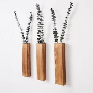 3 Pack Wall Planters for Indoor Plants, Wood Wall Decor for Bathroom, Bedroom... - Picture 1 of 8