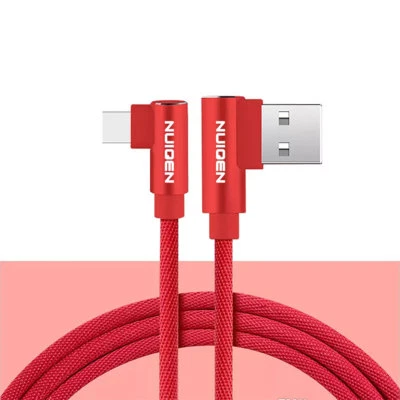 2X USB Type C Nylon Right Angle Charging Cable - Image 1 of 4