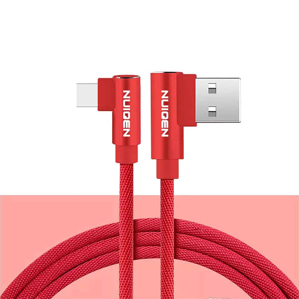 2X USB Type C Nylon Right Angle Charging Cable - Image 1 of 4