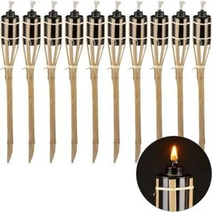 TORCE IN BAMBOO X OLIO PARAFFINA CITRONELLA ANTIZANZARE H120 LT 0,200 PARTY BAR - Imagen 1 de 11