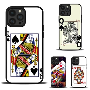Aesthetic Cover For Apple iPhone SE 11 12 13 14 15 16 Vintage Playing Card Queen - Picture 1 of 25