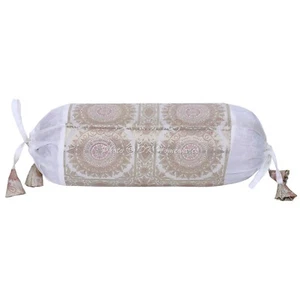 Brocade Jacquard Neck Roll Diwan Pillow Cases Home Sofa Art Car Bolster Cover - Picture 1 of 5