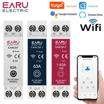 EXPROTAS Tuya Smart Circuit Breaker | WiFi MCB 1P+N 63A Timer Energy Meter Remote Control