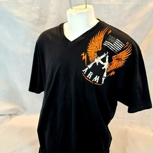 Apprime American Soldier Army XXL Black White Orange american Flag T- Shirt NWT - Picture 1 of 7