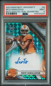 2024 Bowman U Best Nico Iamaleava Teal Geometric Auto 14/15 PSA 9 Mint - Picture 1 of 2