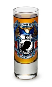 "TRUE HEROES"- POW MIA- NEW-  2 OZ. SHOT GLASS   - Picture 1 of 1
