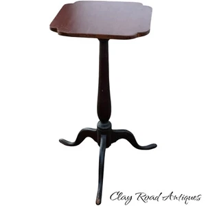 antique New England candle stand tea table 18th century 1790 shaped top country - Picture 1 of 19