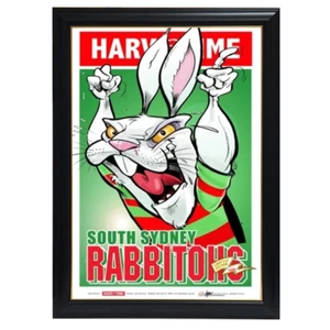 South Sydney Rabbitohs, Nrl Mascot Harv Time Print Framed - Foto 1 di 1