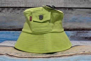 Women's Levi's Pocketed Bucket Hat Pocket MEDIUM, LARGE Lime Green NWT - Picture 1 of 6
